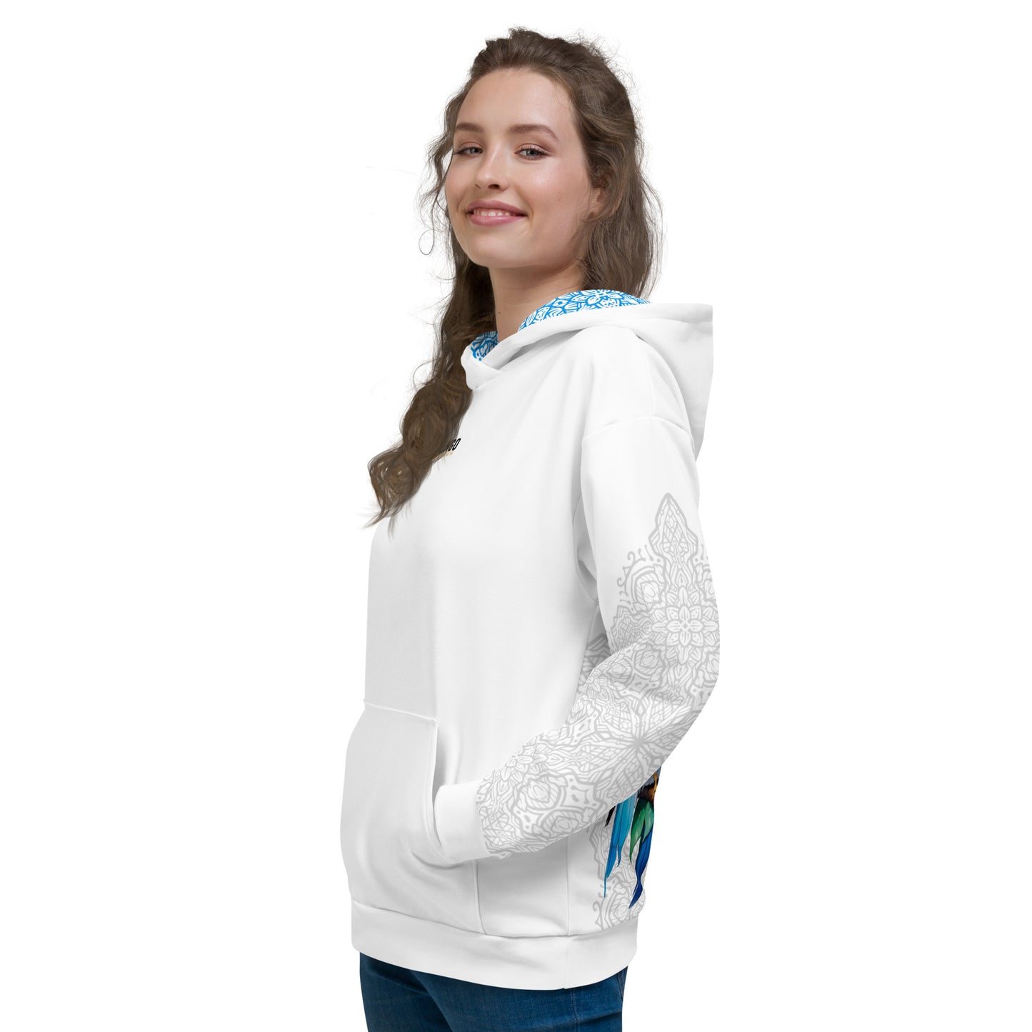 Women's Whimsical Parakeet Love Recycled Hoodie