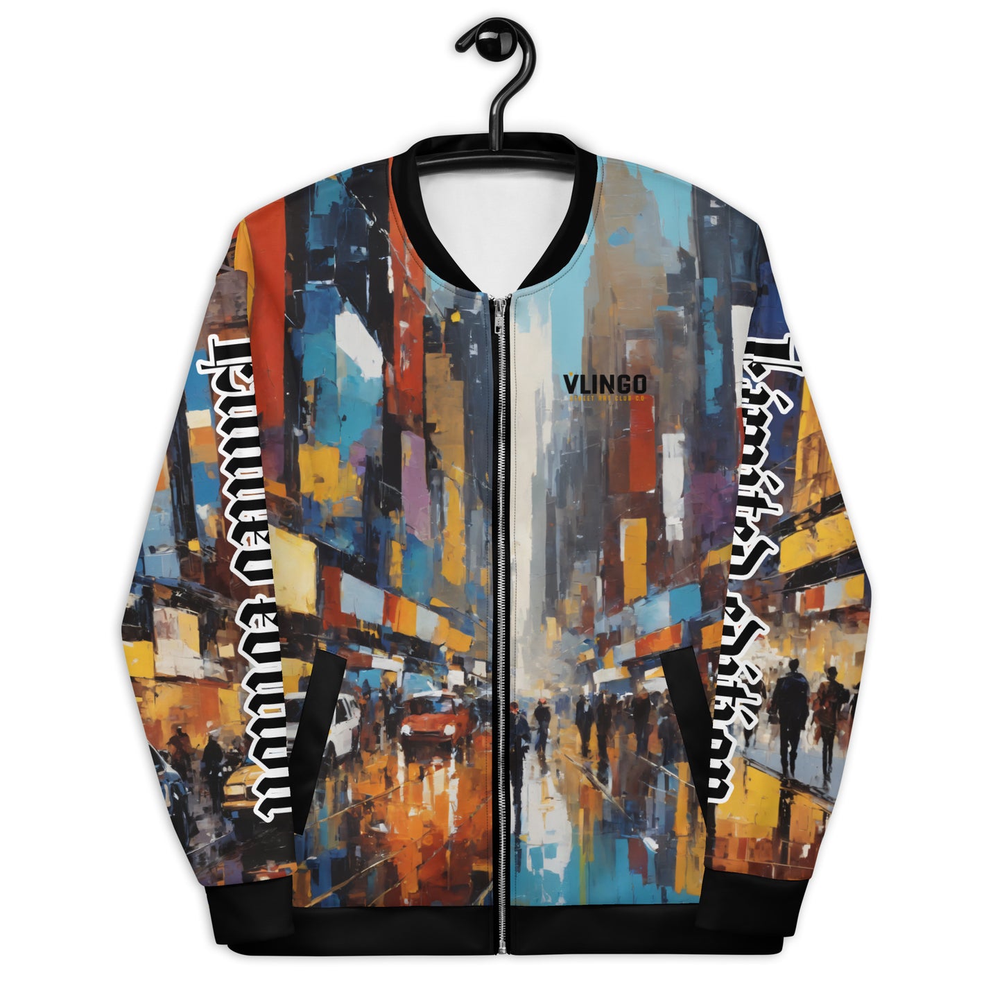 Women's Abstract Cityscape Bomber Jacket