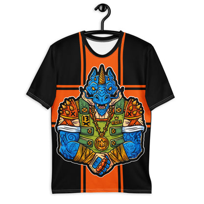 Men's "Warrior Rhino" graphic t-shirt, warrior rhinoceros design, colorful graphic shirt, bold futuristic tee.