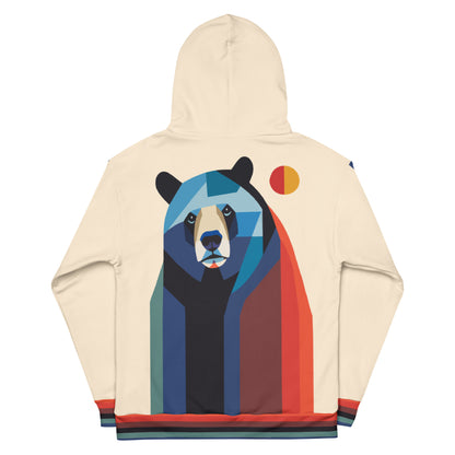 Stylized Geometric Bear Art Hoodie