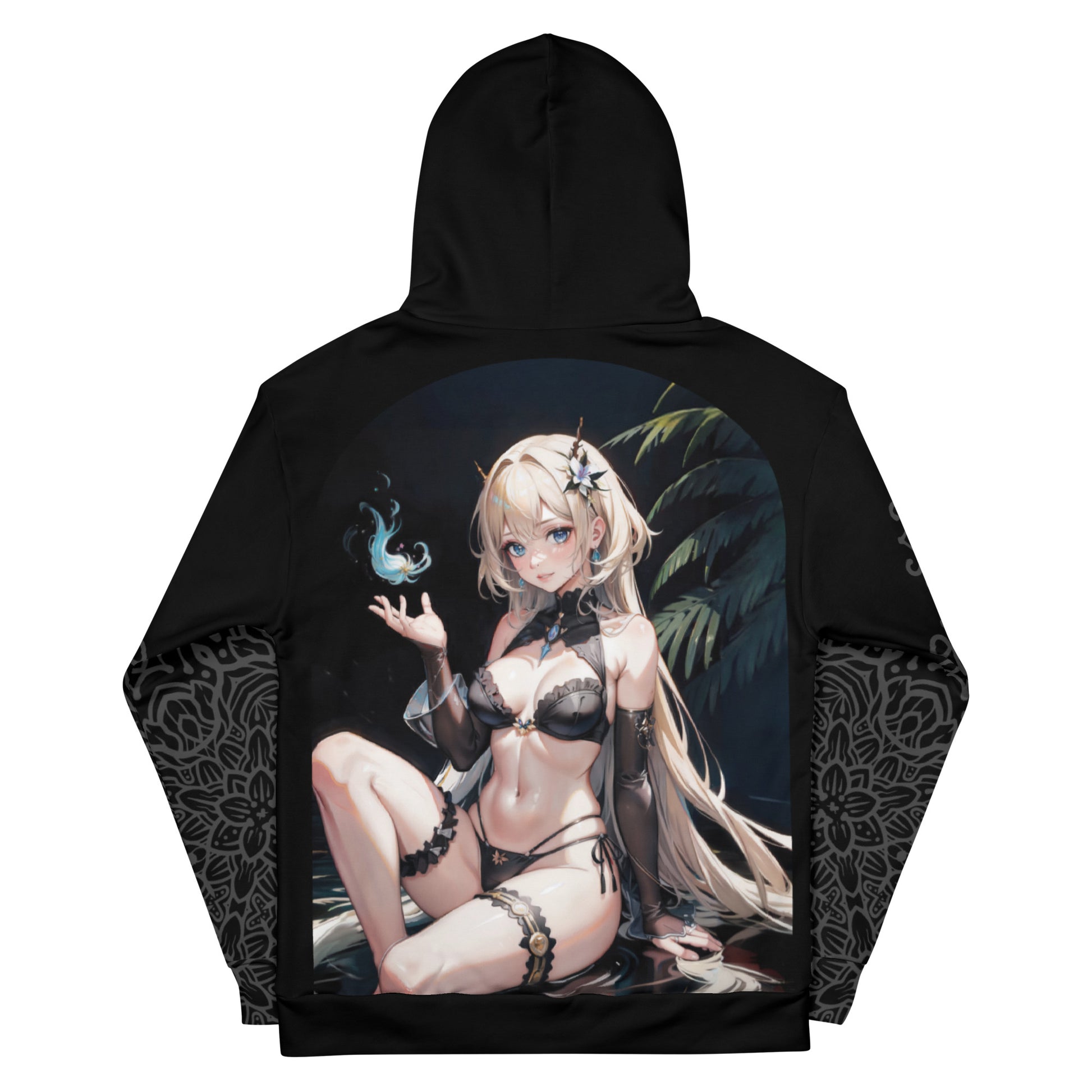 Women's mystic enchantress hoodie, fantasy themed women's hoodie, enchantress illustration on women's hoodie.