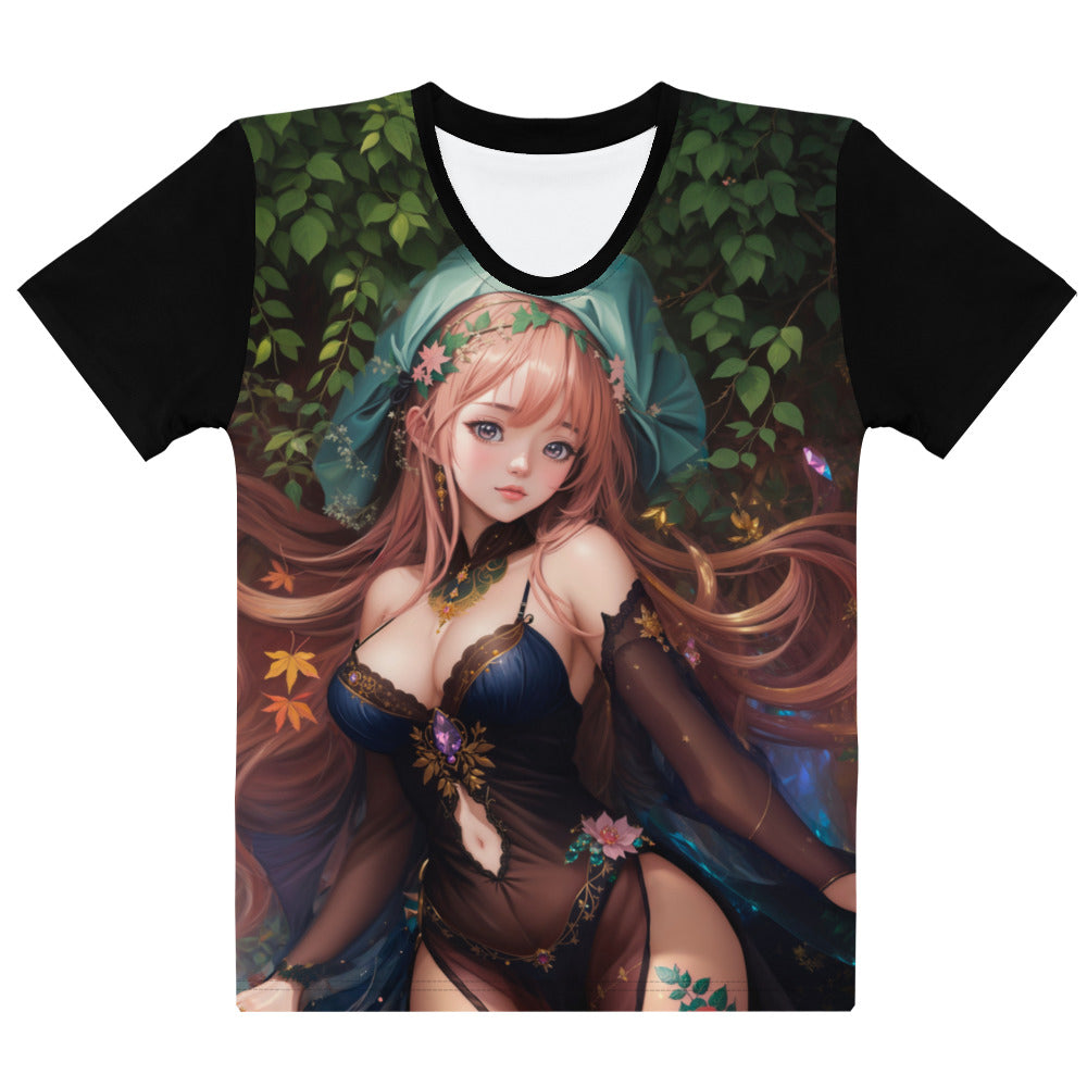 forest nymph artistic t-shirt, magical woodland creature tee, women's nature spirit top