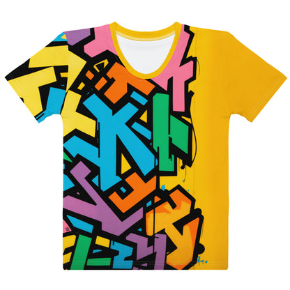 Women's "Graffiti Splash" graphic t-shirt, vibrant graffiti design, bold graphic tee, urban art shirt.