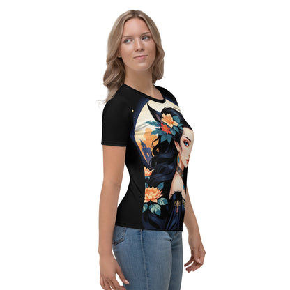 Women's Enchanted Midnight Blossom Crew Neck T-Shirt